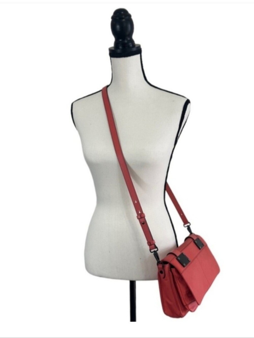 Rag & Bone Large Leather Pilot Clutch Crossbody Bag Red Coral - Picture 4 of 15